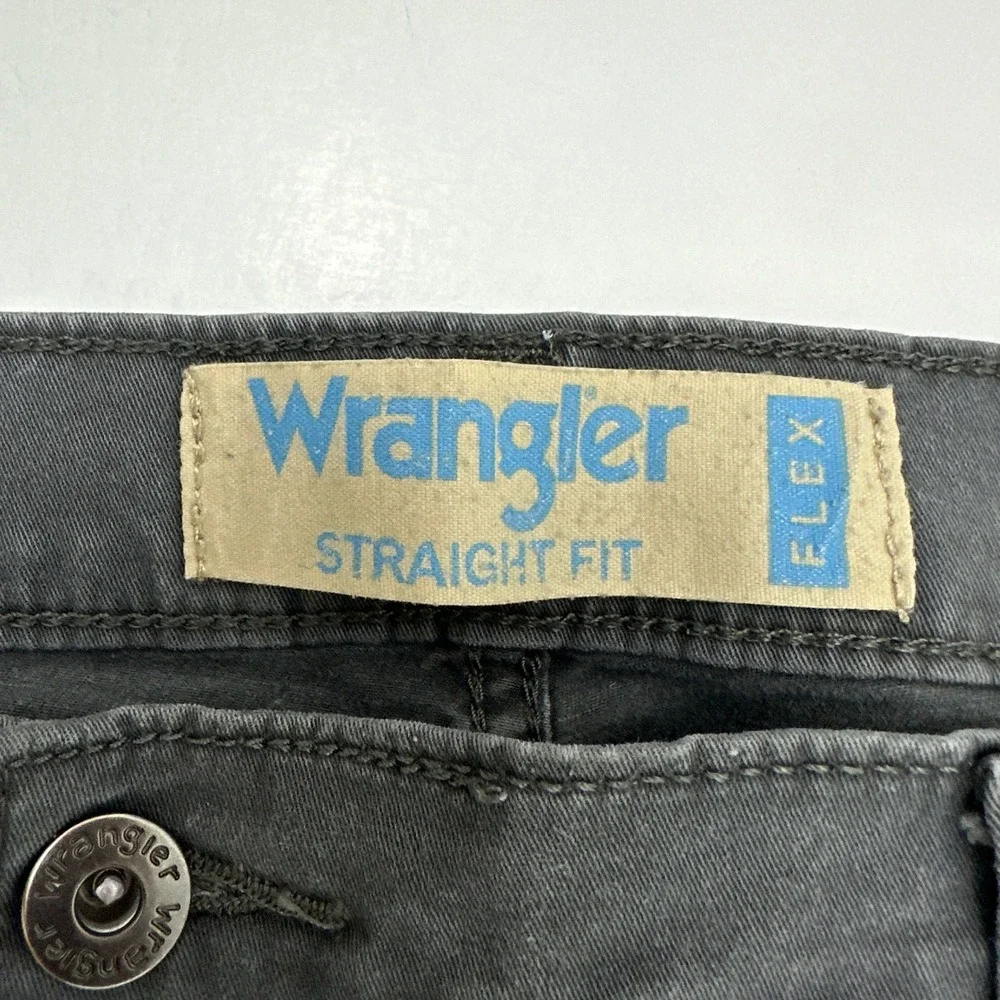 Wrangler Straight Fit Flex Pants Mens 40x30 Gray 5-Pocket Cotton Blend